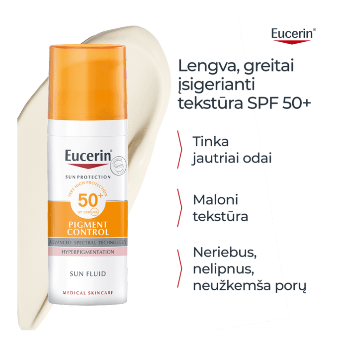 EUCERIN veido fluidas SUN PIGMENT CONTROL, SPF 50+, 50 ml-2