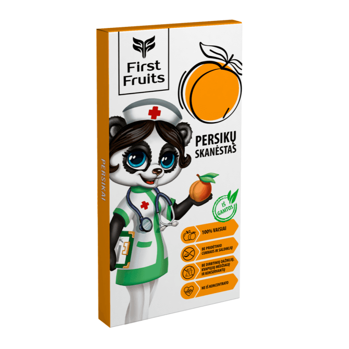 FIRST FRUITS persikų skanėstas, 60 g