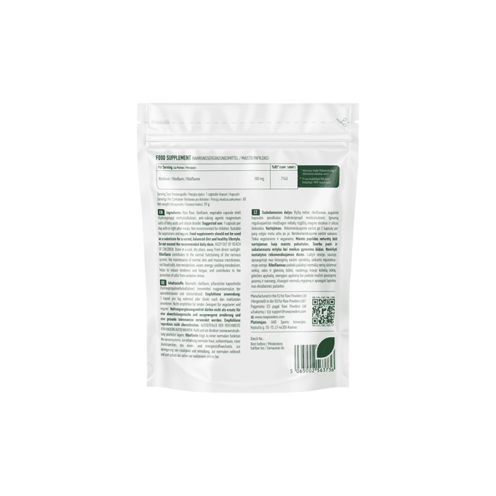 RAW POWDERS RIBOFLAVINAS (VITAMINAS B2), 60 kapsulių-1