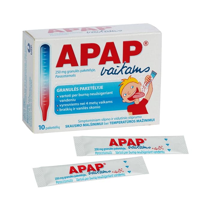 Apap (vaikams), 250mg, Granulės, N10-1