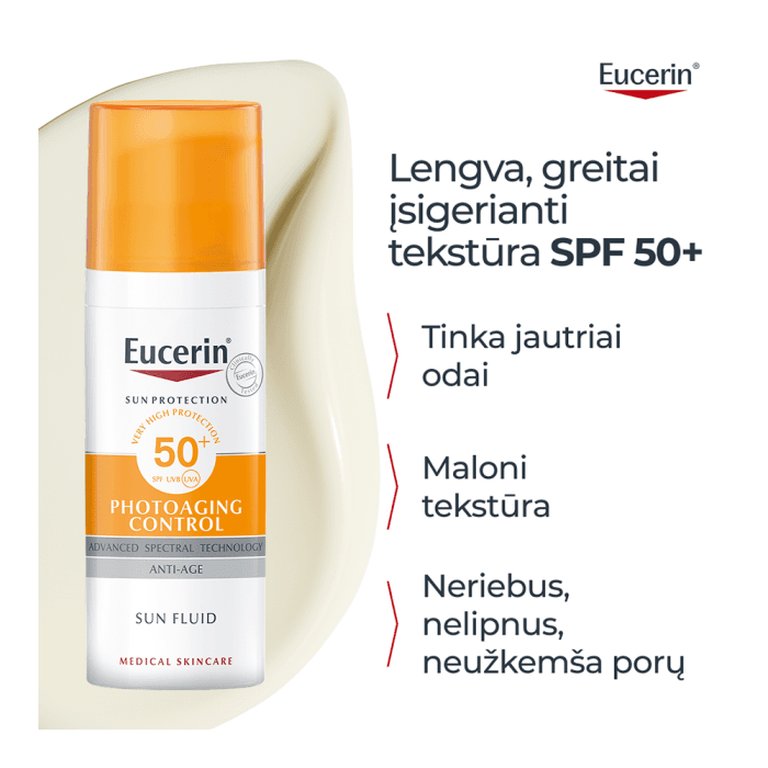 EUCERIN veido fluidas SUN PHOTOAGING CONTROL SPF 50+, 50 ml-2