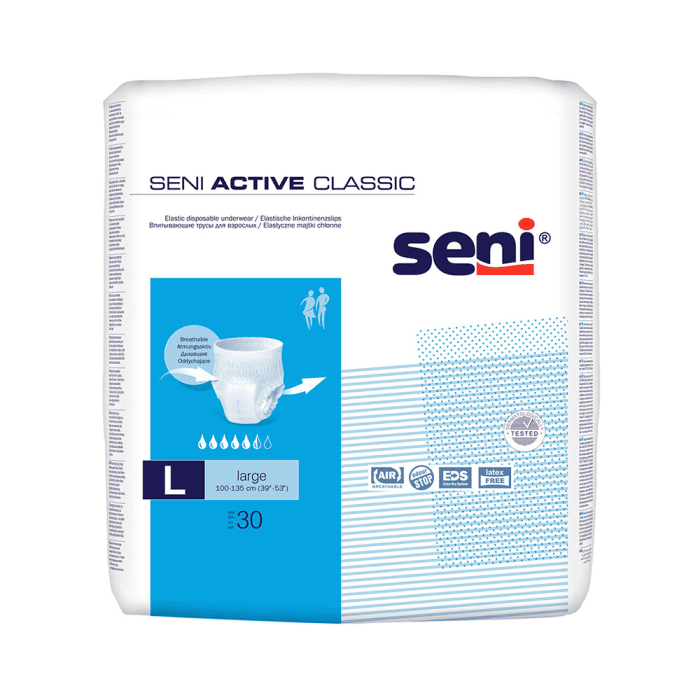 SENI ACTIVE sauskelnės-kelnaitės CLASSIC, L dydis, 30 vnt.