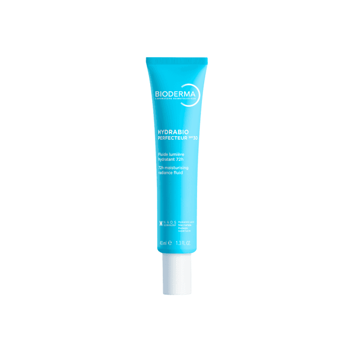 BIODERMA, drėkinantis spindesio suteikiantis fluidas dehidratuotai odai HYDRABIO PERFECTEUR SPF30, 40 ml