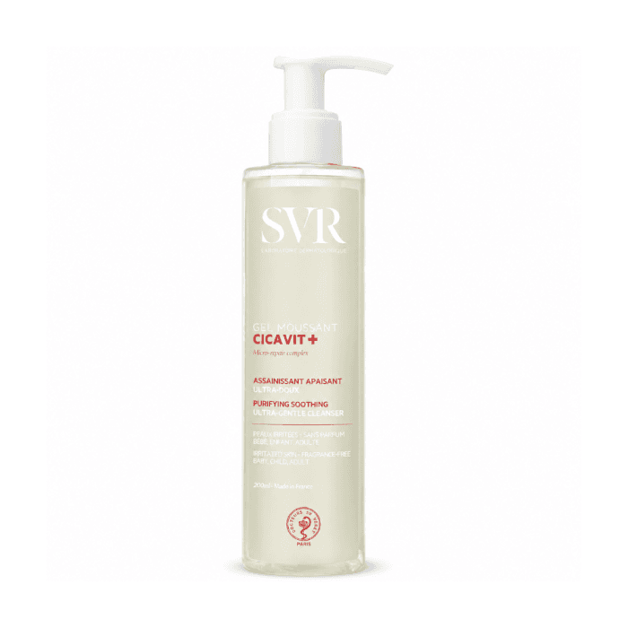 SVR CICAVIT+ GEL MOUSSANT prausiklis sudirgusiai ir pažeistai odai, 200 ml