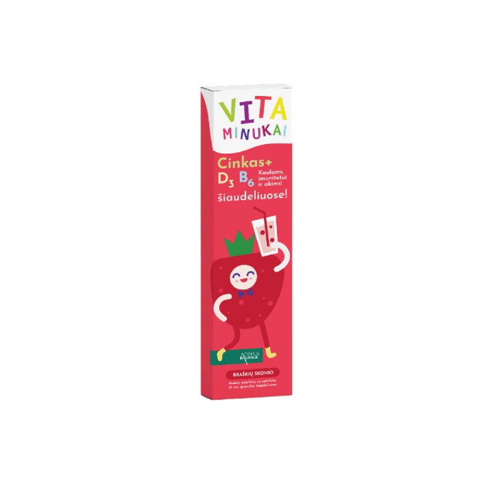 VITAMINUKAI su cinku, vit. D ir B6 šiaudeliuose, ACORUS BALANCE , braškių skonio, 10 vnt., 10 vnt.