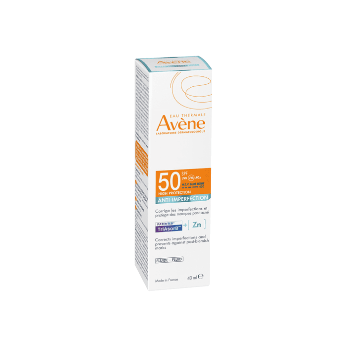EAU THERMALE AVÈNE SUN ANTI-IMPERFECTION fluidas riebiai ir mišriai odai SPF50+, 40 ml