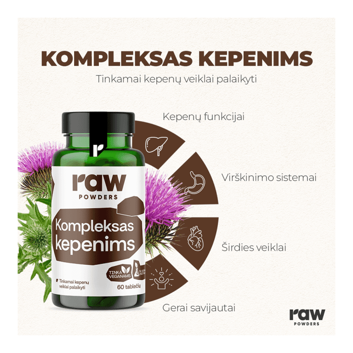RAW POWDERS KOMPLEKSAS KEPENIMS, 60 dengtų tablečių-1