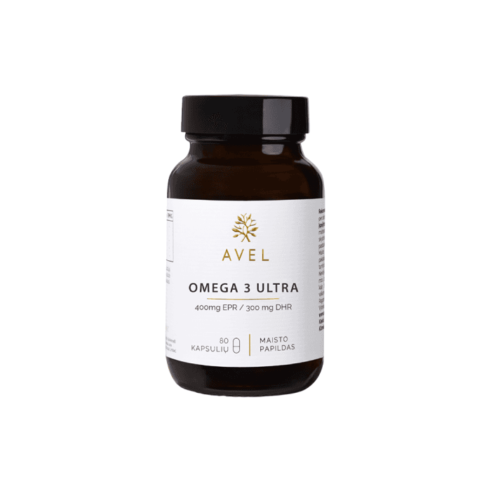 AVEL OMEGA 3 ULTRA400 MG EPR/ 300MG DHR, 80 kapsulių