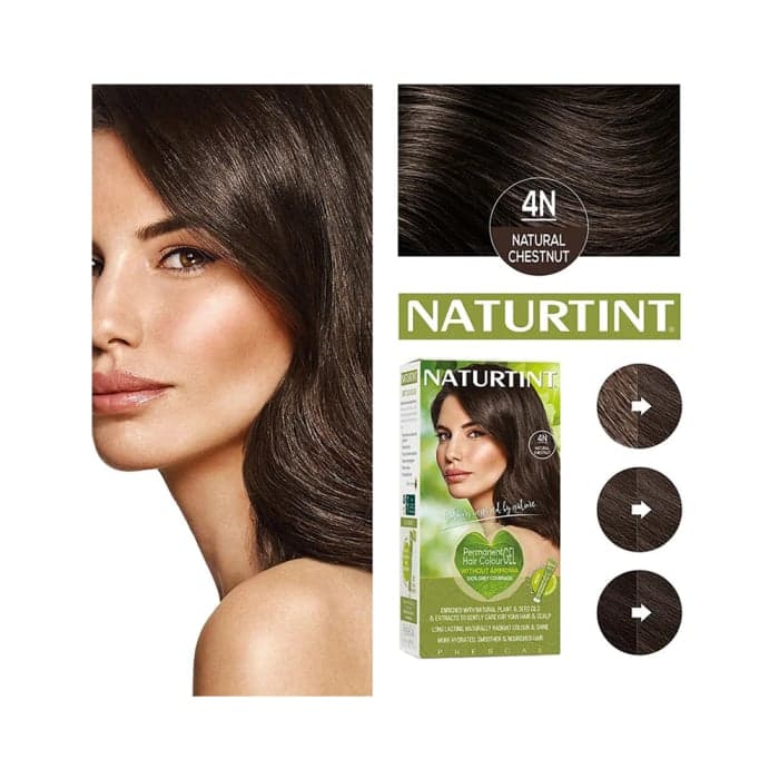 NATURTINT ilgalaikiai plaukų dažai be amoniako NATURALLY BETTER, 4N NATURAL CHESTNUT, 170 ml-1