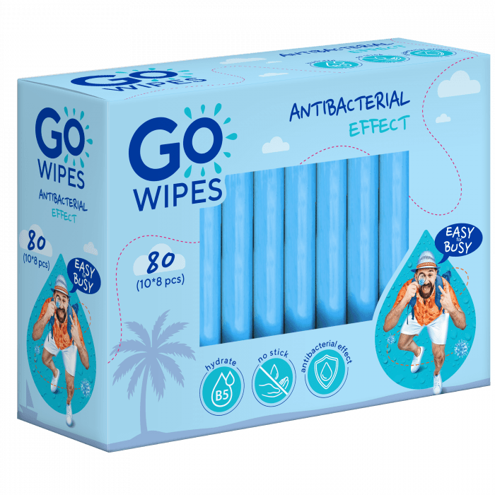 GOWIPES, Drėgnos servetėlės Anti-Bacterial, 8 vnt.-1