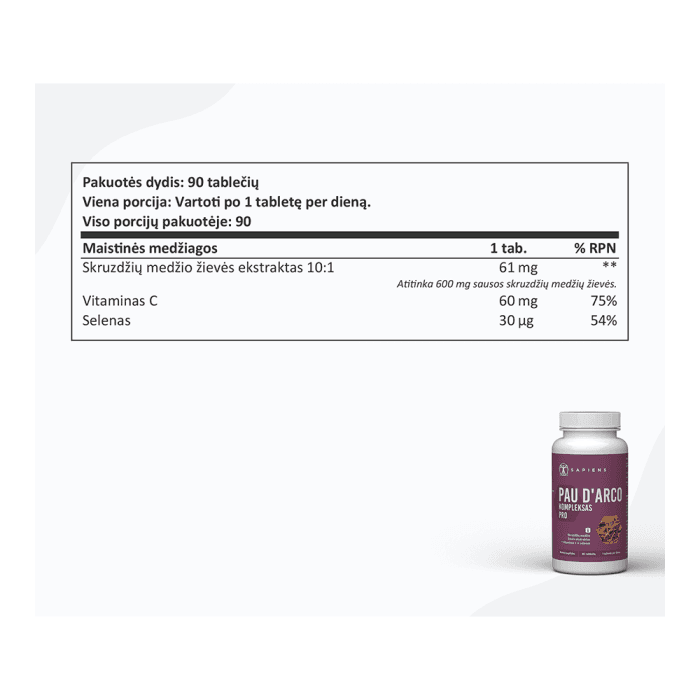 SAPIENS kompleksas PAU D’ARCO PRO, 90 tablečių-1