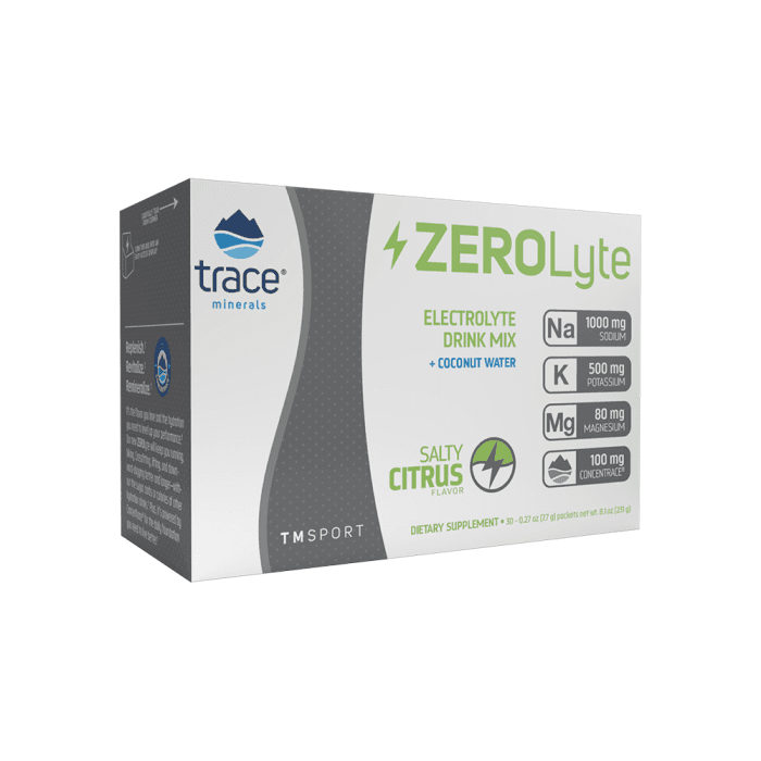 TRACE MINERALS Zerolyte elektrolitų sašetės sportui- salty citrus, 30 pakeliai