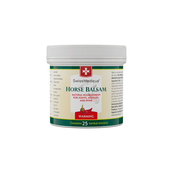 HERBAMEDICUS/SWISSMEDICUS šildomasis kūno balzamas HORSE BALSAM, 250 ml-2