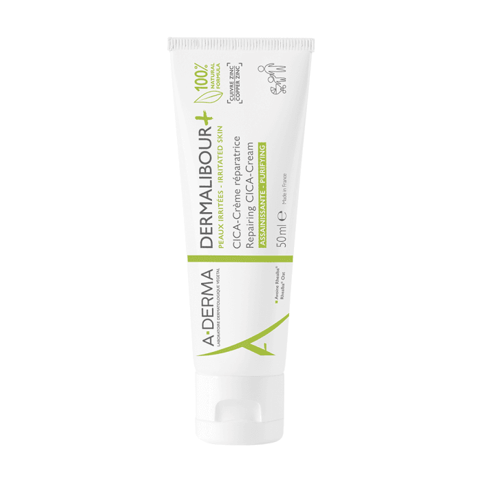 A-DERMA intensyvaus poveikio atkuriamasis veido ir kūno kremas DERMALIBOUR+CICA, 50 ml
