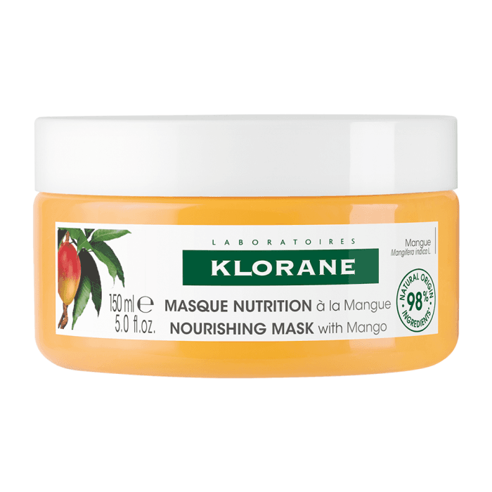 KLORANE maitinamoji kaukė su mango sviestu sausiems plaukams, nuo 3 m., 150 ml