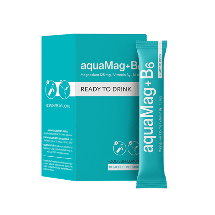 AQUAMAG + B6 geriamasis tirpalas, 10 pakelių