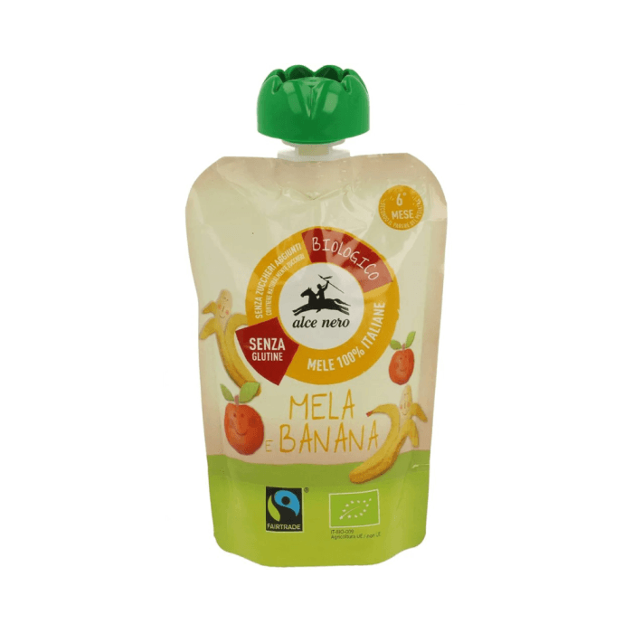 ALCE NERO ekologiška obuolių ir bananų tyrelė, nuo 6 mėn., LT-EKO-001, 100 g