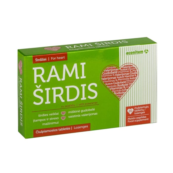 RAMI ŠIRDIS, 20 čiulpiamųjų tablečių
