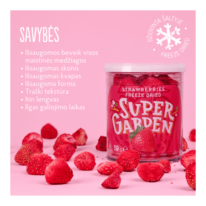 SUPERGARDEN šaltyje džiovintos braškės, 19g, 19 g-1
