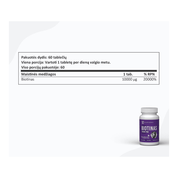 SAPIENS BIOTINAS 10000 PRO, 60 tablečių-1