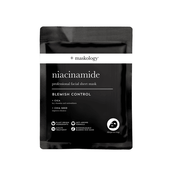 MASKOLOGY lakštinė veido kaukė su niacinamidu, 22 ml