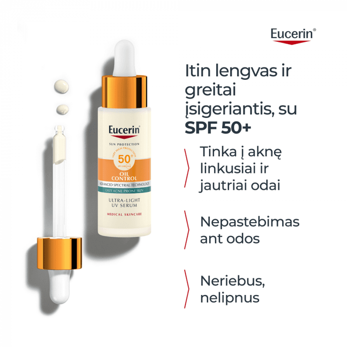 EUCERIN itin lengvas kasdienis serumas OIL CONTROL, SPF 50+, 30 ml-2