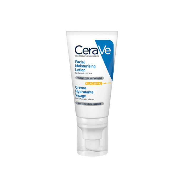 CERAVE drėkinamasis veido losjonas su SPF50 apsauga nuo saulės, 52 ml