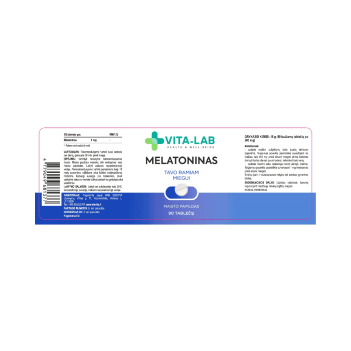 VITA-LAB, Melatoninas 1mg, 90 tablečių-1
