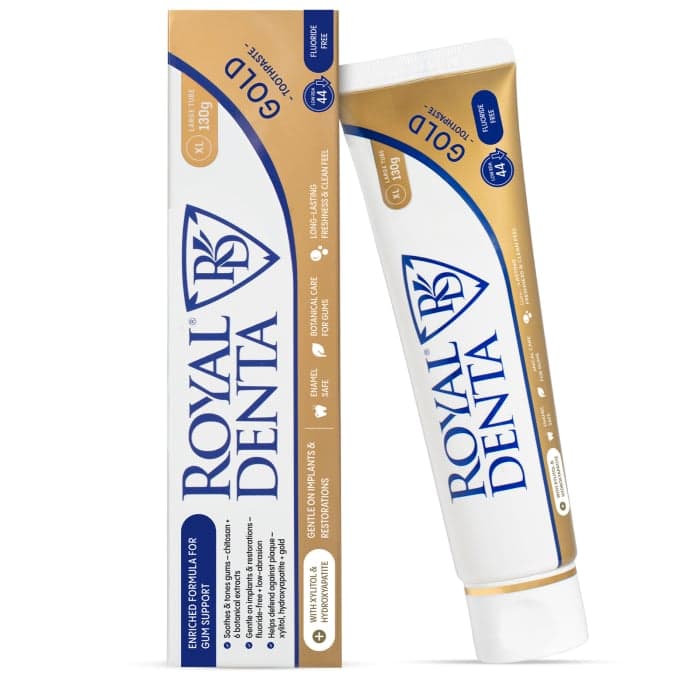 ROYAL DENTA dantų pasta su auksu dantenų stiprinimui GOLD, 130 g