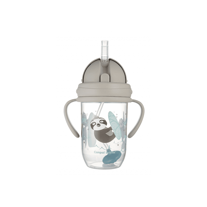 CANPOL BABIES neišsipilanti gertuvė su šiaudeliu EXOTIC ANIMALS, 6m+, 270ml, grey, 56/606_grey, 1 vnt.