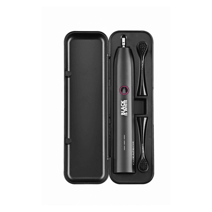 CURAPROX elektrinis dantų šepetėlis su balinančiomis galvutėmis HYDROSONIC BLACK IS WHITE, 1 vnt.-1
