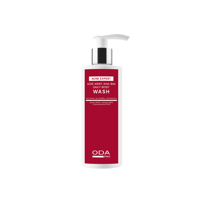 ODA PRO kasdienis kūno prausiklis spuogų kontrolei, AHA-BHA, ACNE EXPERT, 200 ml