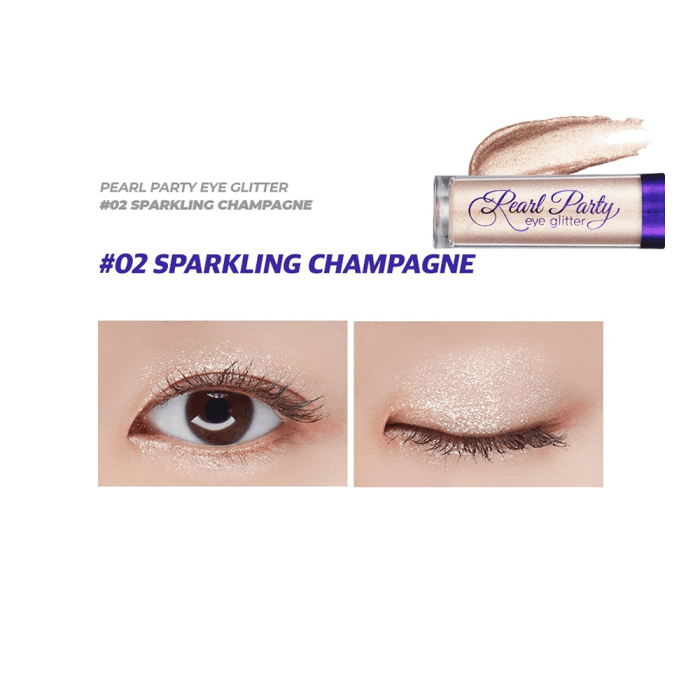 BOM, akių vokų blizgučiai, Pearl Party Eye Glitter, 02 SPARKLING CHAMPAGNE, 3.5 g-2