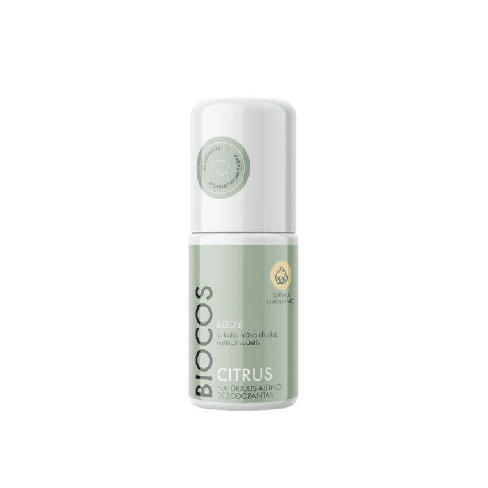 BIOCOS natūralus alūno dezodorantas CITRUS, citrusų kvapo, 50 ml
