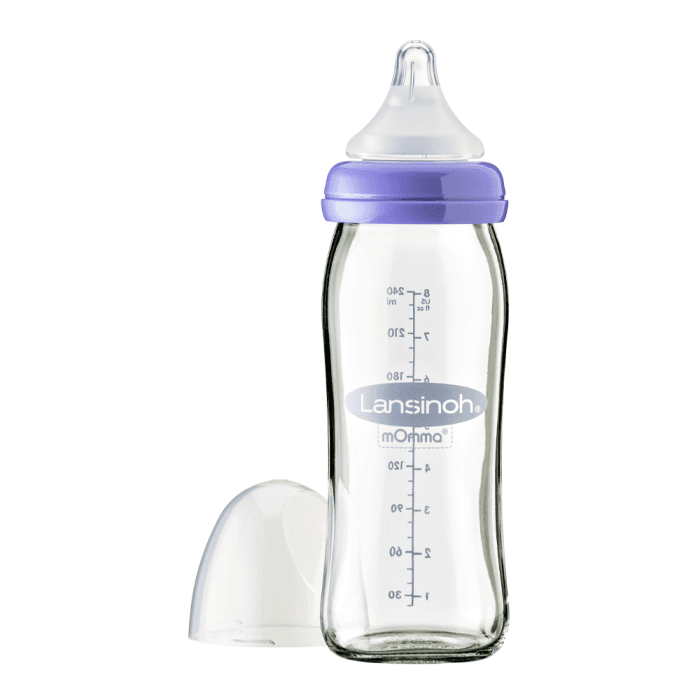 LANSINOH stiklinis maitinimo buteliukas su žinduku, 240 ml-2