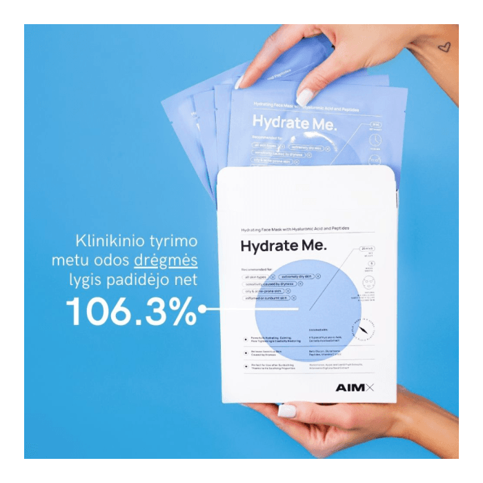 AIMX drėkinanti lakštinė veido kaukė su peptidais HYDRATE ME, 1 vnt.-2
