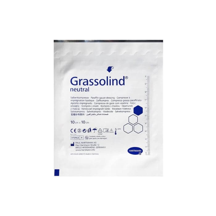 GRASSOLIND NEUTRAL sterilus tinklelinis tvarstis, 10 x 10 cm, 1 vnt.