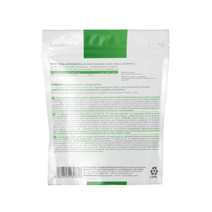 RAW POWDERS GOTU KOLA, 475 MG, 90 kapsulių-1