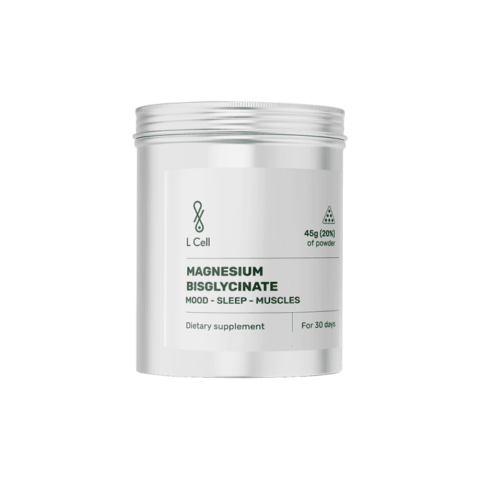 L CELL Magnio Bisglicinatas, milteliai, 45 g