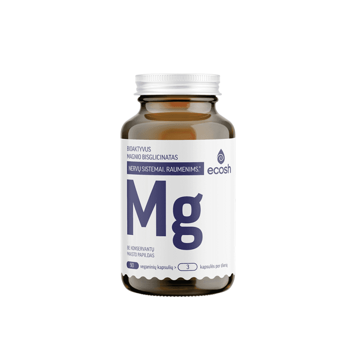 ECOSH bioaktyvus Magnis, bisglicinatas 90 mg, su vitaminu B6, 90 kapsulių