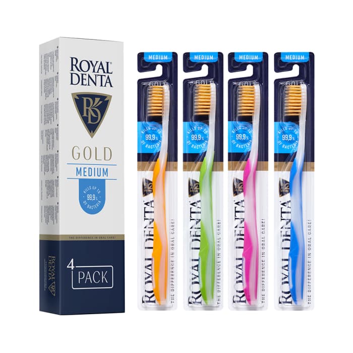 ROYAL DENTA dantų šepetėliai GOLD MEDIUM, 4 vnt.