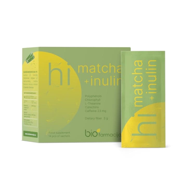 BIOFARMACIJA, HI Matcha + Inulin, 14 pakelių
