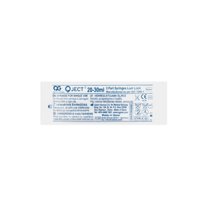 Q JECT švirkštas su trumpa adata, 3 dalys, 30 ml-2