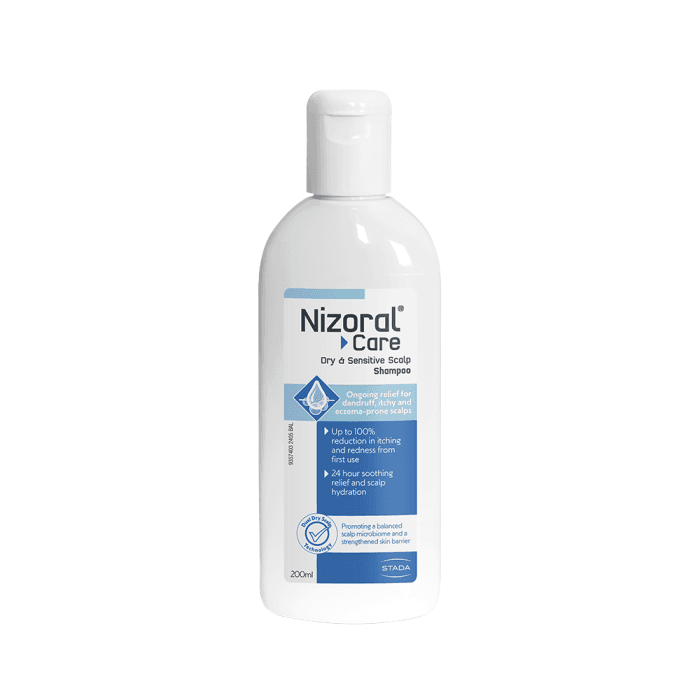 NIZORAL CARE DRY & SENSITIVE SCALP šampūnas nuo pleiskanų sausai ir jautriai galvos odai, 200 ml