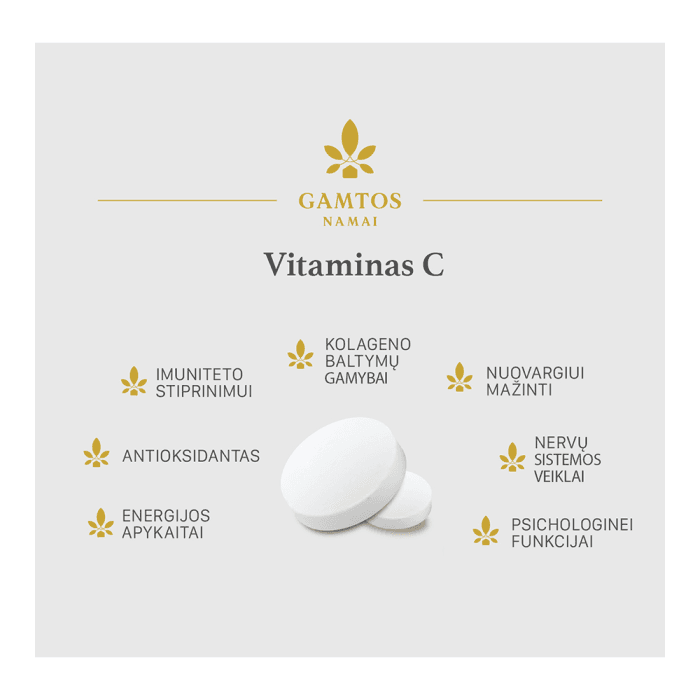 VITAMINAS C 500 MG, apelsinų skonio, 40 kramtomųjų tablečių-1