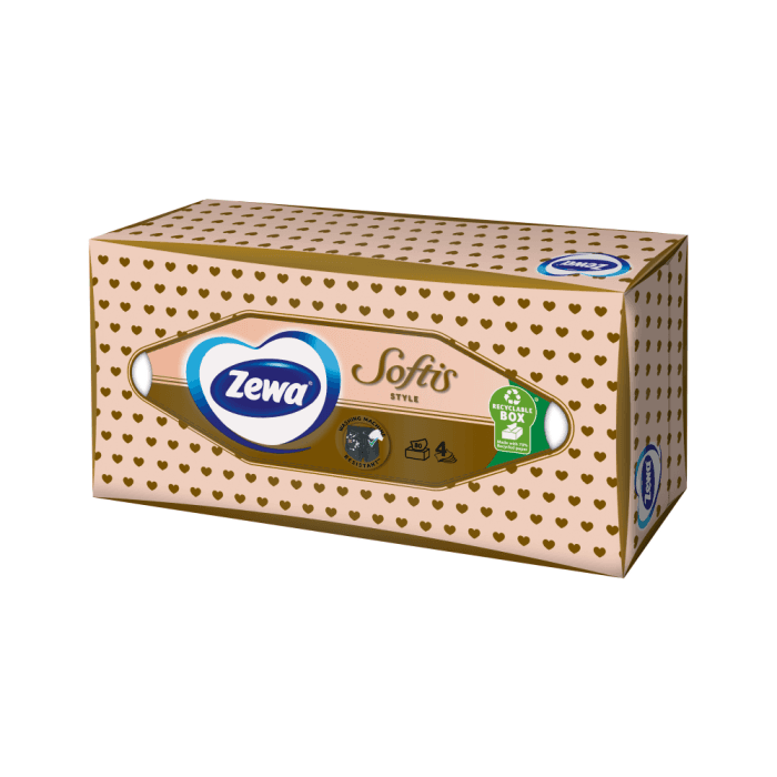 ZEWA vienkartinės nosinaitės SOFTIS, 4 sluoksnių, 80 vnt.