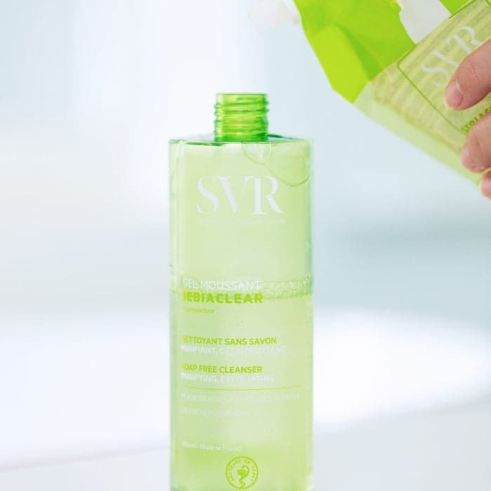 SVR SEBIACLEAR GEL MOUSSANT gelinis prausiklis riebiai odai PAPILDYMAS, 400 ml-1
