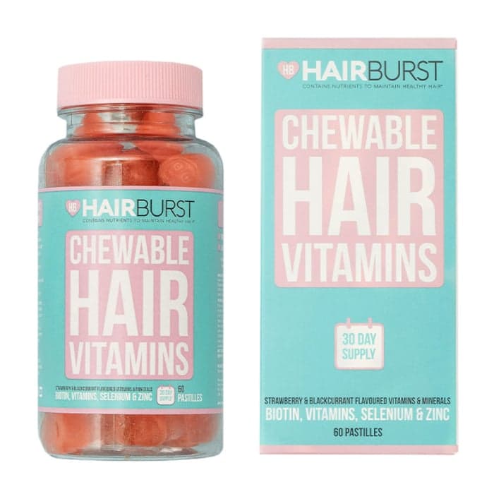 HAIRBURST maisto papildas plaukams, braškių ir juodųjų serbentų skonio, 60 pastilių-1