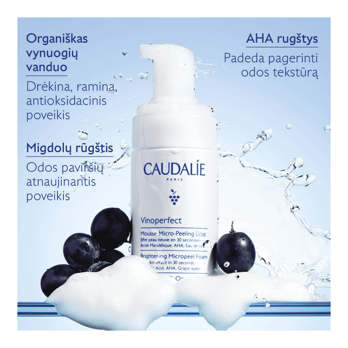 CAUDALIE šveičiamasis veido prausiklis pigmentuotai odai VINOPERFECT MICROPEEL FOAM, 100 ml-1