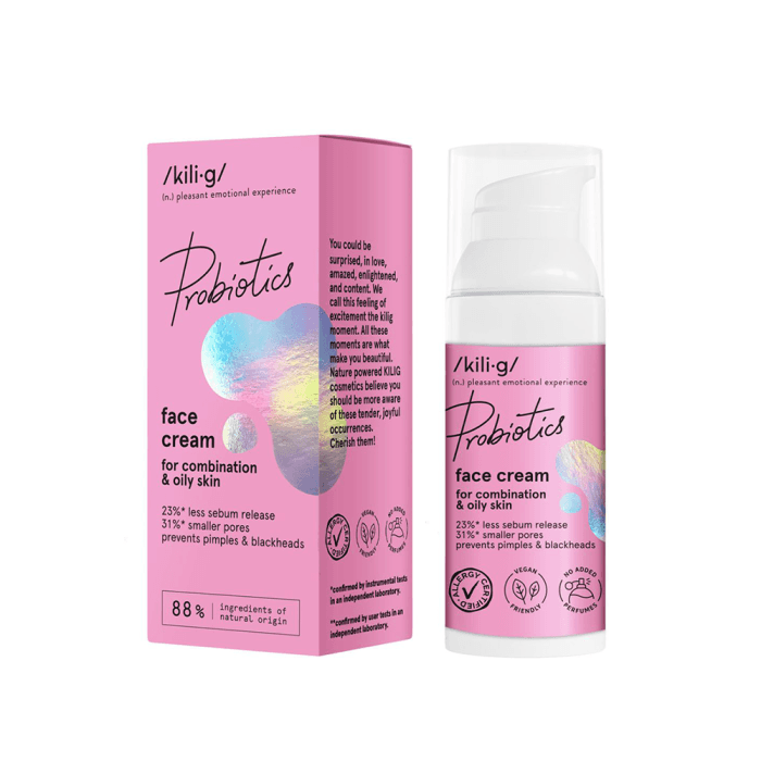 KILIG veido kremas mišriai ir riebiai odai PROBIOTICS, 50 ml
